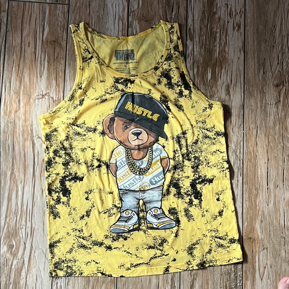 Bailey Apparel Mens Tank Top - Yellow & Black Bear Design - Picture 1 of 2